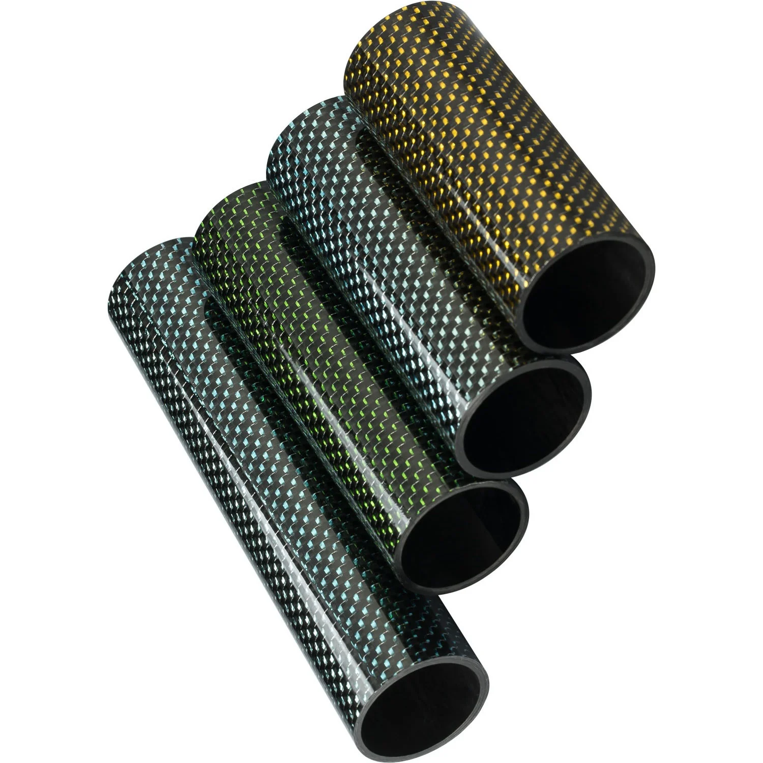 Whale stone Customized 3k Braided Carbon Fiber Round Tube colorful  With Twill Weave Supports Customized Gold Wire Carbon Tube
