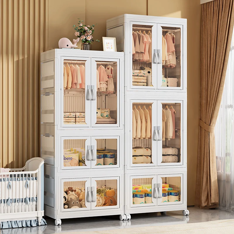 Household kitchen bedroom White  Design Folding Plastic Lockers Cloth Organizer for Household Storage Injection Techniques