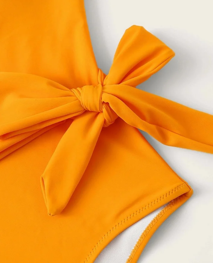 High Quality Mustard One Piece Swimsuit Tummy Control Lady Swimwear Custom Logo One Shoulder Bathing Suit Fitness Swimwear Women