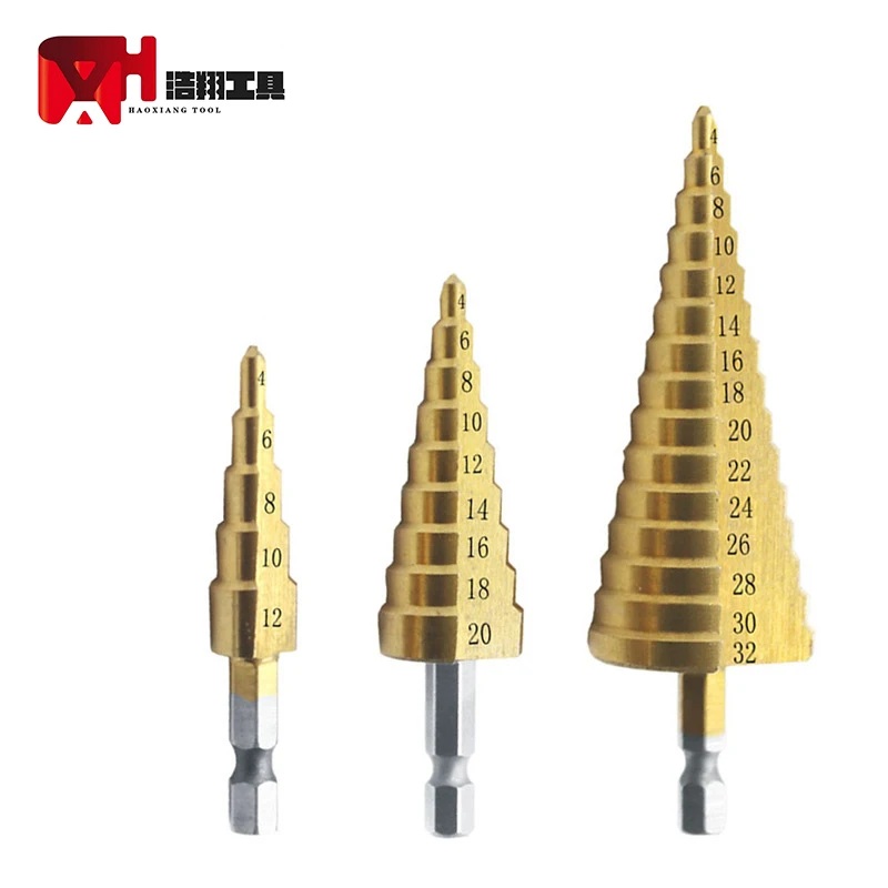 
High-speed Steel Wear-resistant Punching Tool Titanium-plated Step Drill Bit Set 