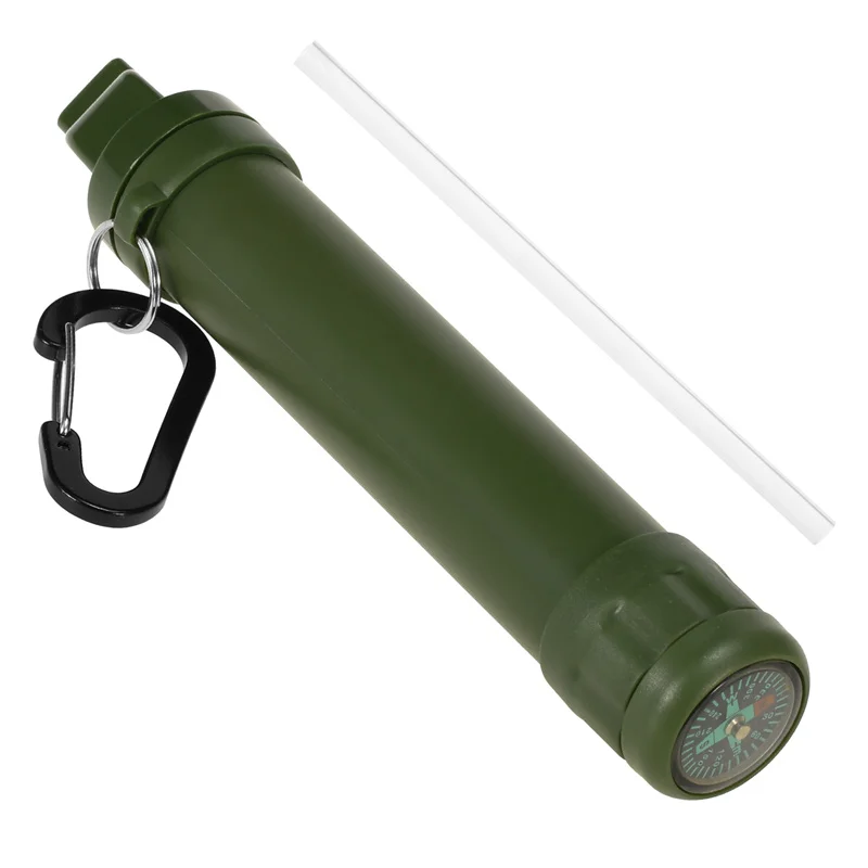 1500L Water Filter Straw Portable Water Purifier with Compass Function for Outdoor Camping Travel Hiking Support Logo