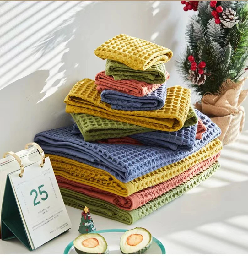 RTS Colorful High Quality 100% Cotton Waffle Cute Hand Towel Home Towel