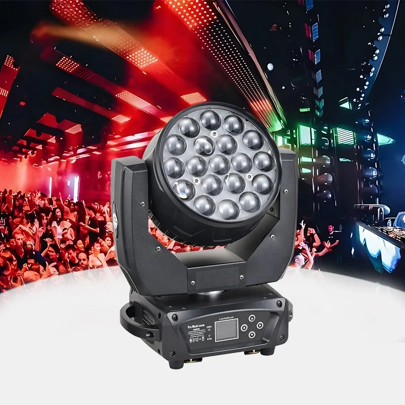 HONGHE  With auxiliary light LED19*15 Rgbw 4 In 1 Wash Moving Head Dmx zoom club stage lights