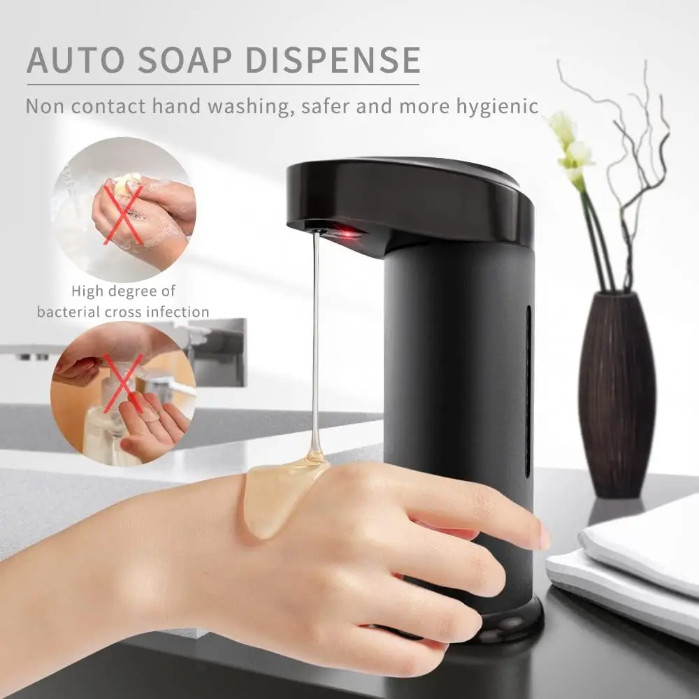 Automatic Soap Dispenser, Touchless Dish Soap Dispenser with Upgraded Infrared Sensor, Liquid Hand Soap Dispenser for Bathroom