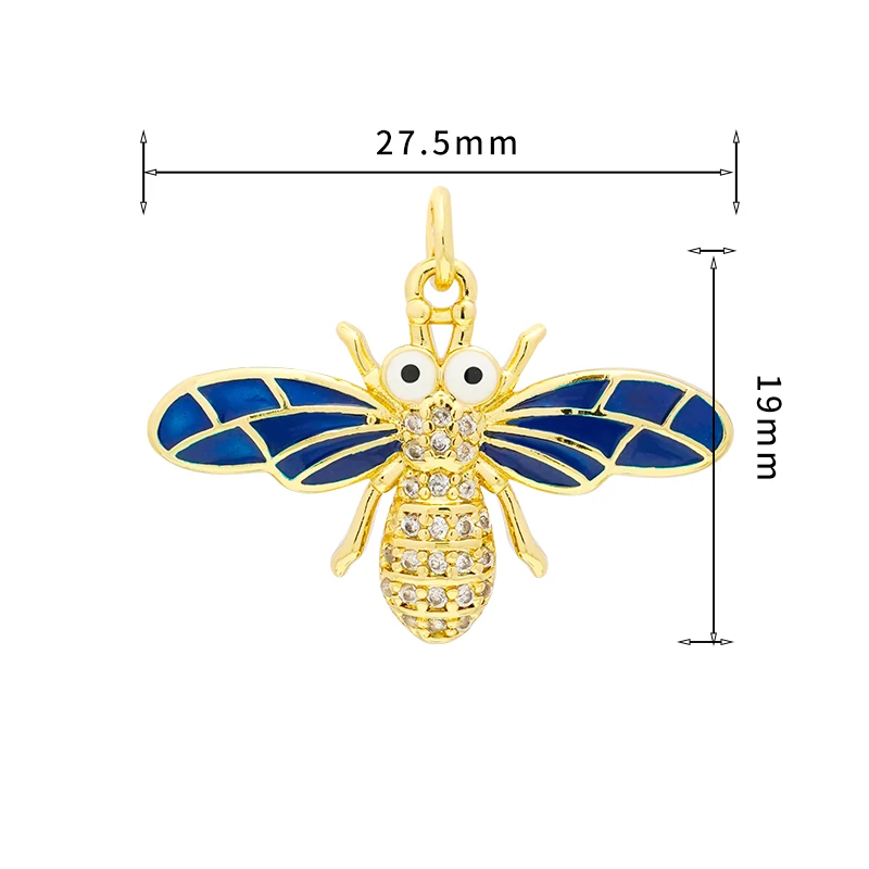 Lovely Cute Brass Drop Oil Micro Insert Cz  Colorful Enamel Charm Animal Bee Pendant For Diy Necklace Jewelry Making Findings