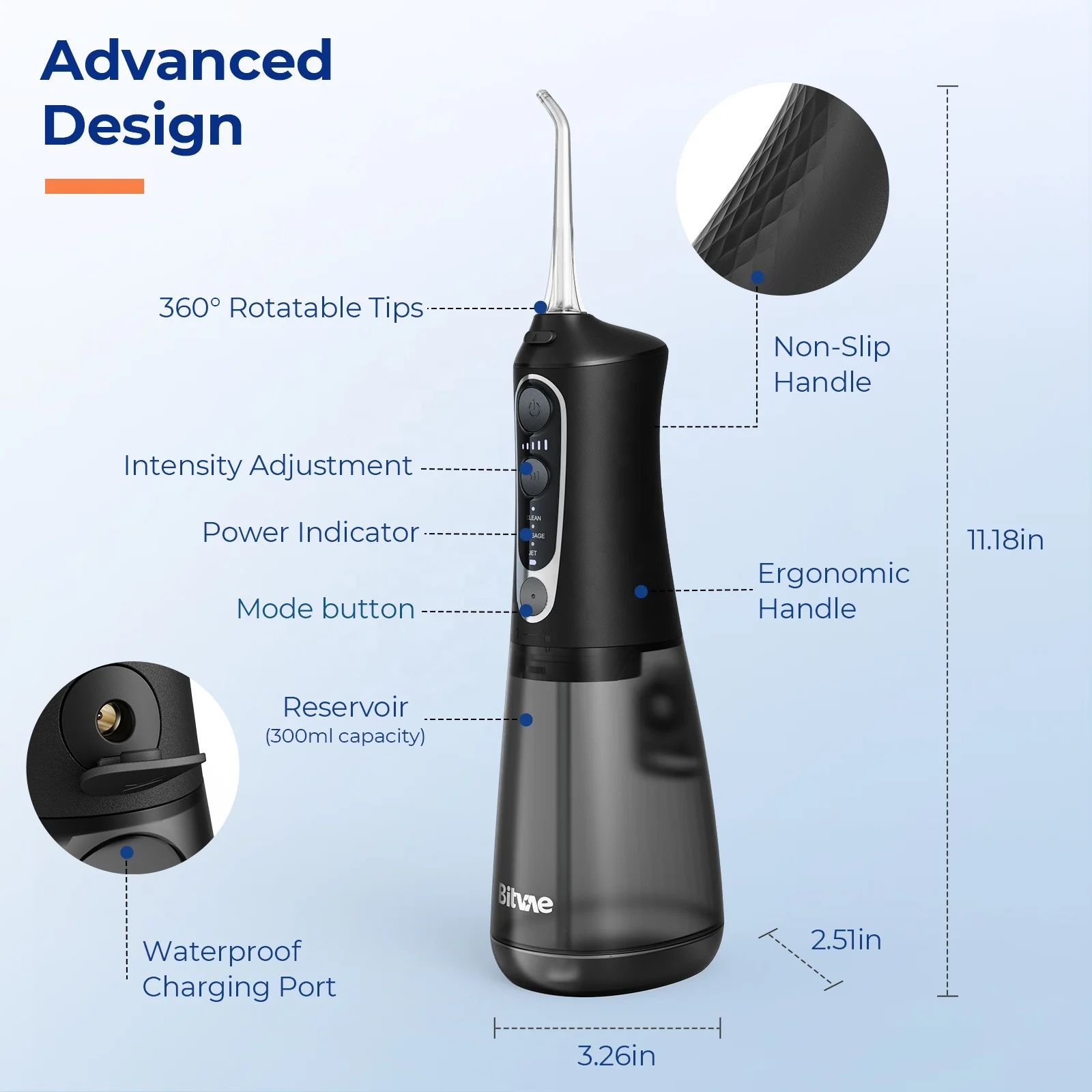 Bitvae C6 Teeth Oral Irrigator Dental Manufacturer Portable Tooth Cleaner USB Rechargeable Water Flosser
