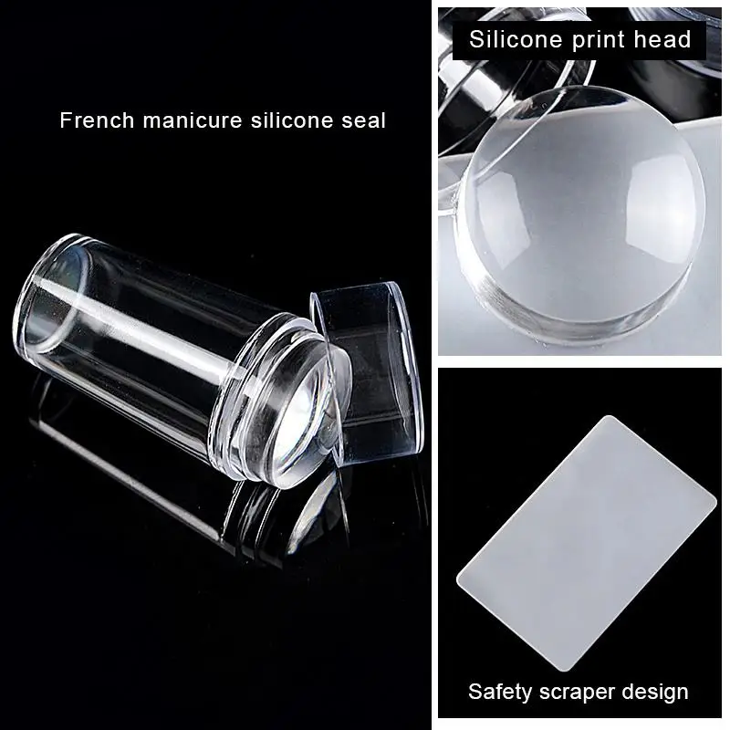 Silicone Color French Nail Art Stamping Kit Everything For Manicure Plate Stamp Polish Stencil Template Seal Stamper Scraper