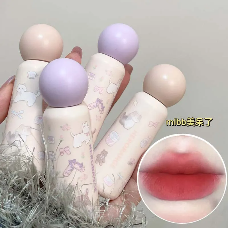 Liquid Lipstick Long Lasting Matte Lip Gloss 6 Color Fragrance Orange Mirror Lip Glaze Non-Stick Cup Glass Sexy Student