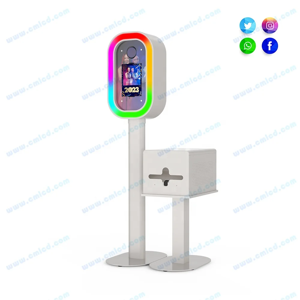 Portable Ipad Dslr oval Photo Booth With Music Light 10.2'-12.9 Inch Ipad wedding Photo Booth Shell With Flight Case