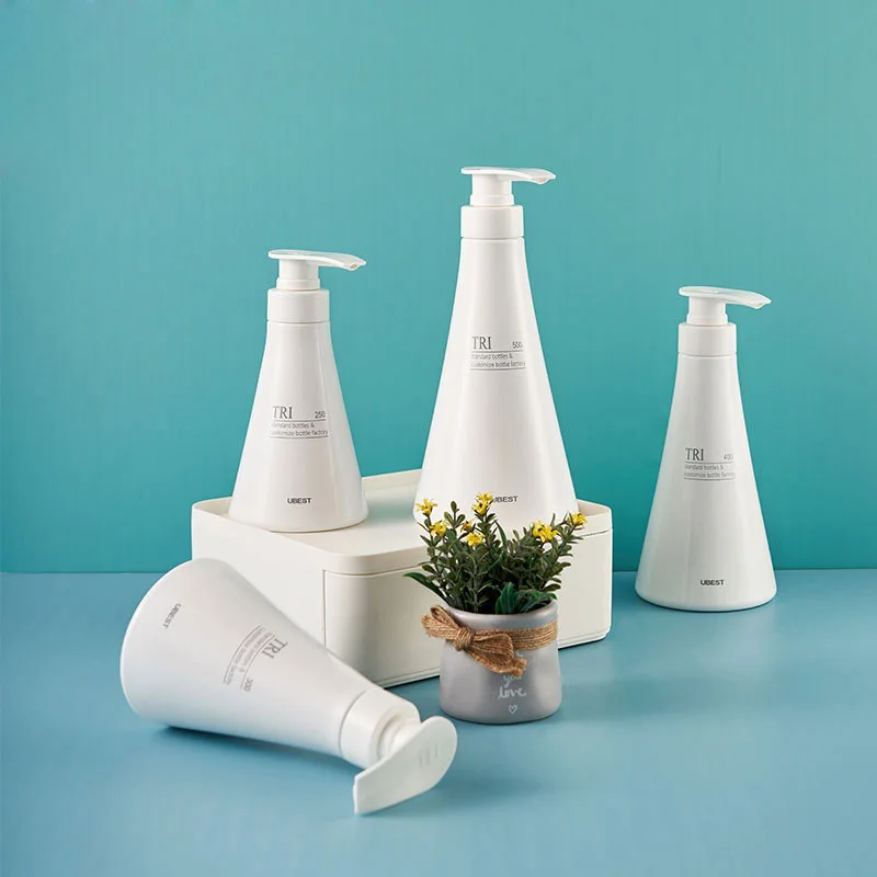 Luxury White Shampoo pump Body Wash Bottles 500 Ml Solid Color Shampoo Bottle Refillable Baby Empty Shampoo Bottles