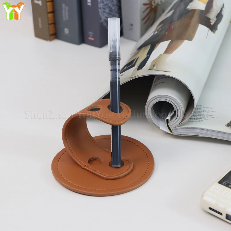YY PU Leather Pen Holder Leather Pen Stand for Desk Gift for Boss Office Pen Stand Supplies Accessories
