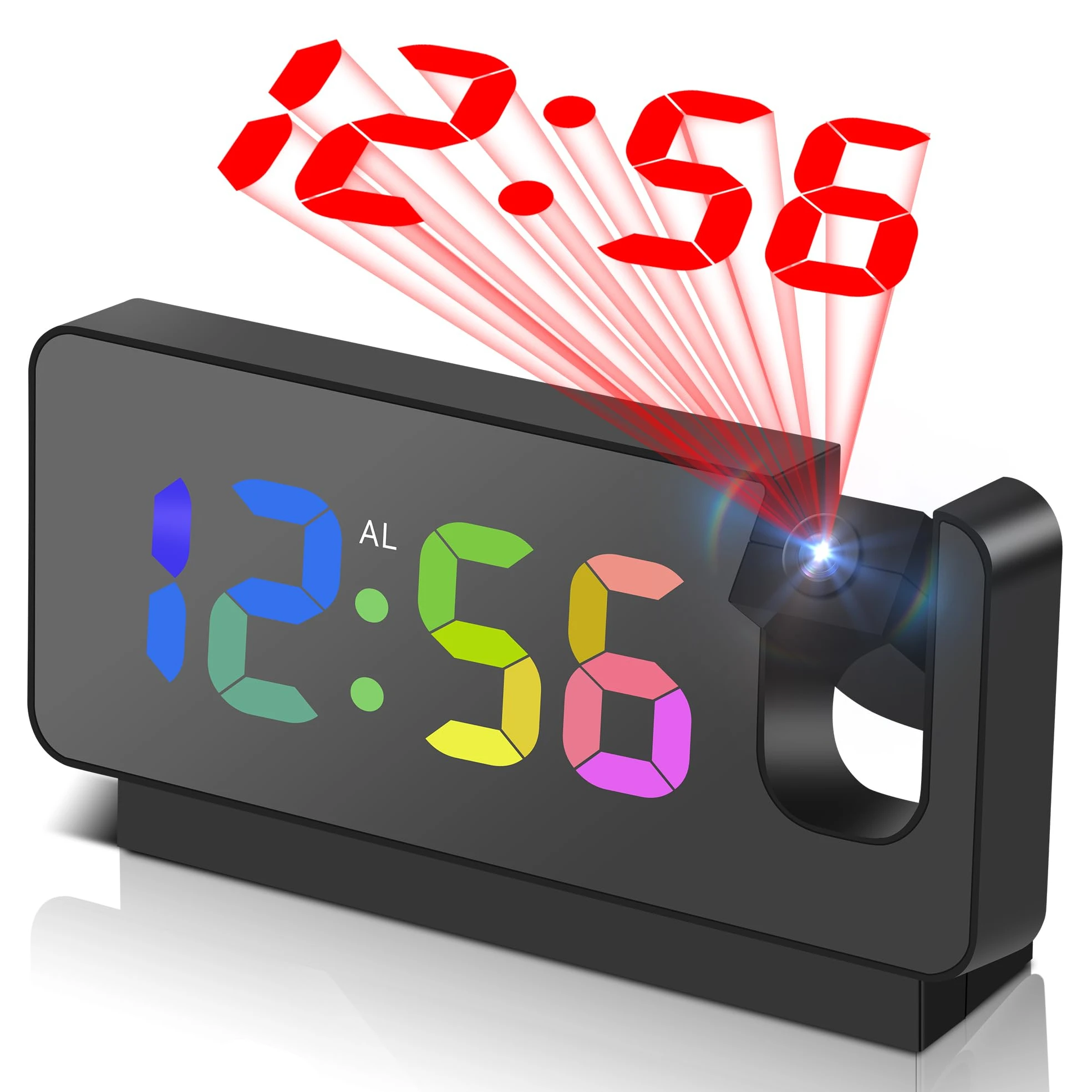 Projection Alarm Clock for Bedrooms LED Digital Clock with  Projector on Ceiling Wall Snooze Brightness Temperature
