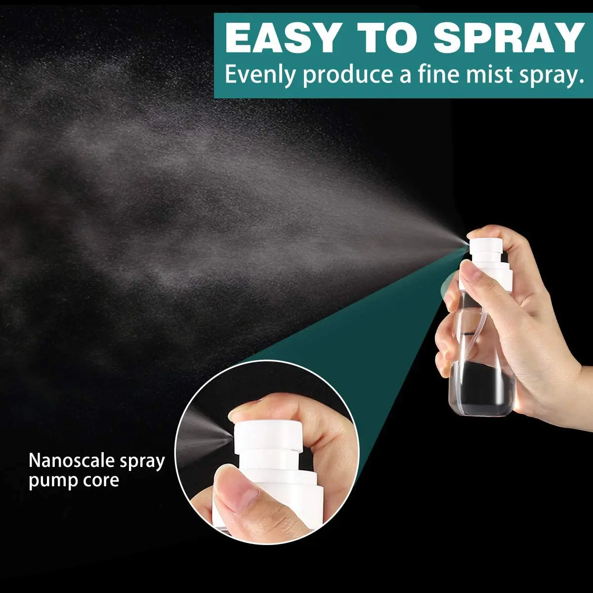 MoKo 3-pack Travel water spray bottle, 2.03oz / 60ml Portable Refillable Spray Container Bottle Sprayer for Skincare