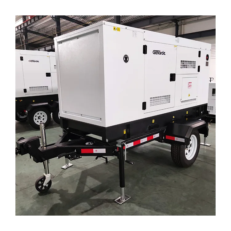 Portable silent diesel generator 20kw 30kw 50kw trailer type with two wheels for home/factory use/
