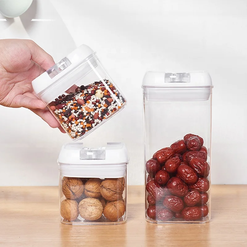 6 Pieces Crisper Stackable Pantry Organizer BPA Free Clear Cereal Pasta Kitchen Airtight Food Storage Container Plastic Set