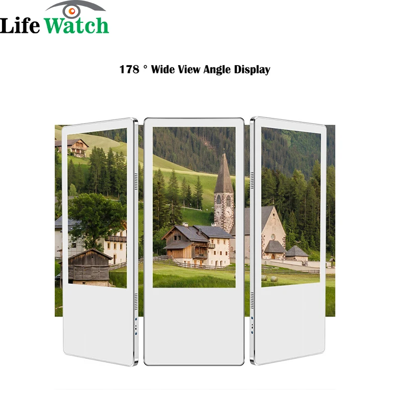 18.5-inch+10.1inch  wall mount Android system dual vertical LCD advertising screen digital signage with remote content control