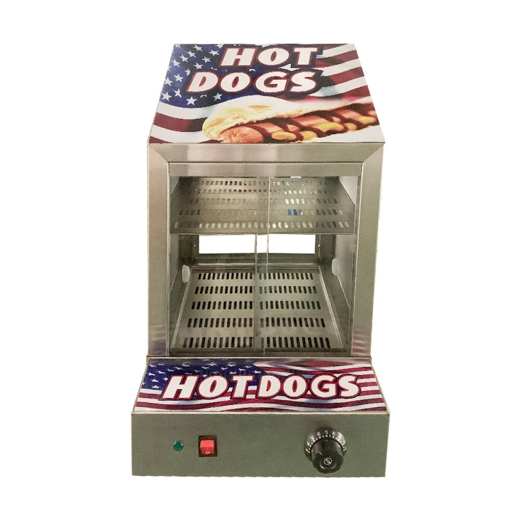 Electric hot food hot dog glass display warmer showcas rack