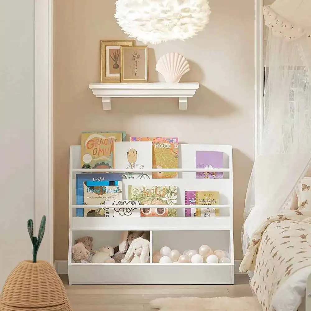 Wooden Kids Toy Storage Floor Bookcase Wood Children Storage Cabinet and Shelf Bookshelf Baby Furniture Book Toy Display Rack