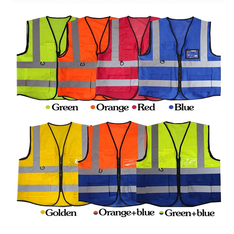 Outdoor Multi Pockets Safety Vest Security Safety Green Reflective Vest