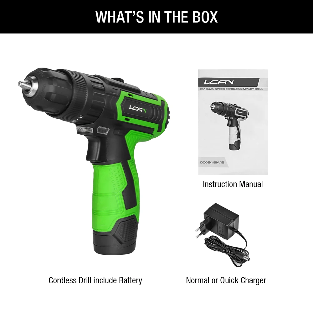 Household Drill 12V 2 Speed Cordless Drill 17+1 Drill Cordless With LED Light