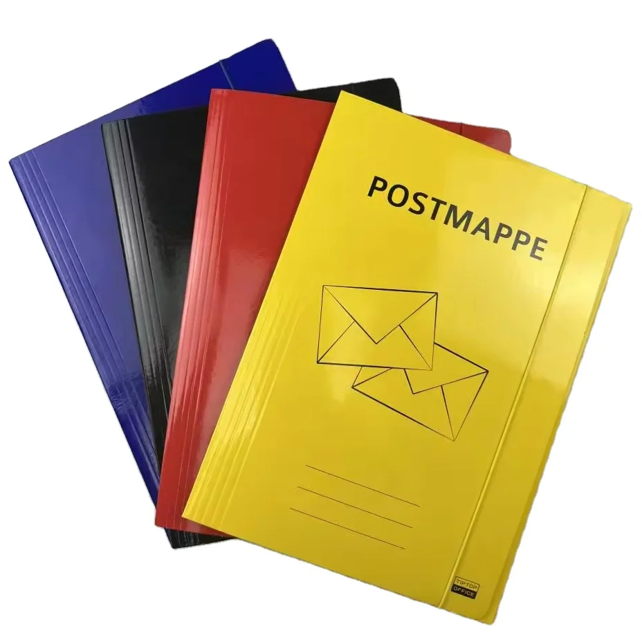 3-Flap Cardboard File Folders with Elastic Band School Office Home Document Organizer Folder