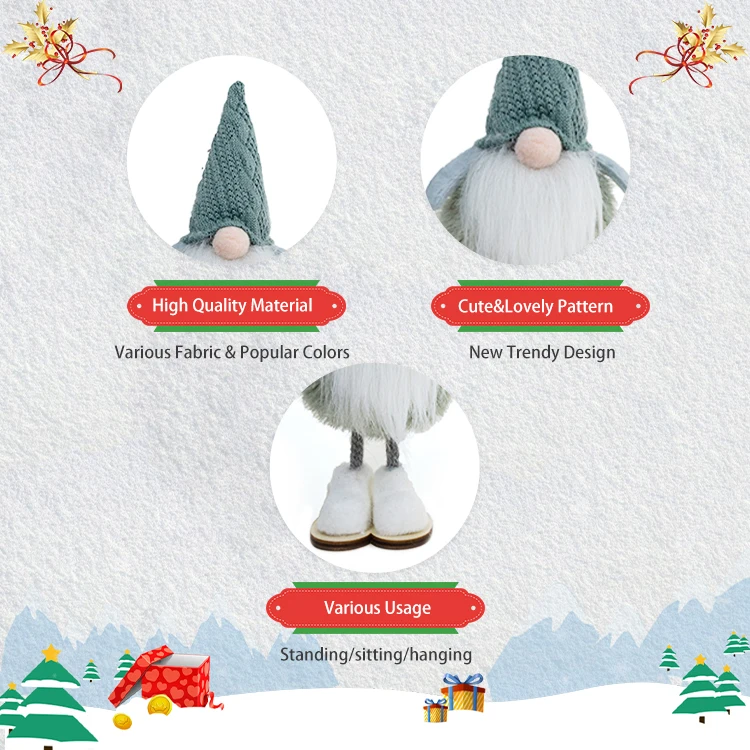 Latest Personalised Handmade 17cm Standing Santa Claus Toys Ornaments Nordic Plush Christmas Tree Angel Doll Decor