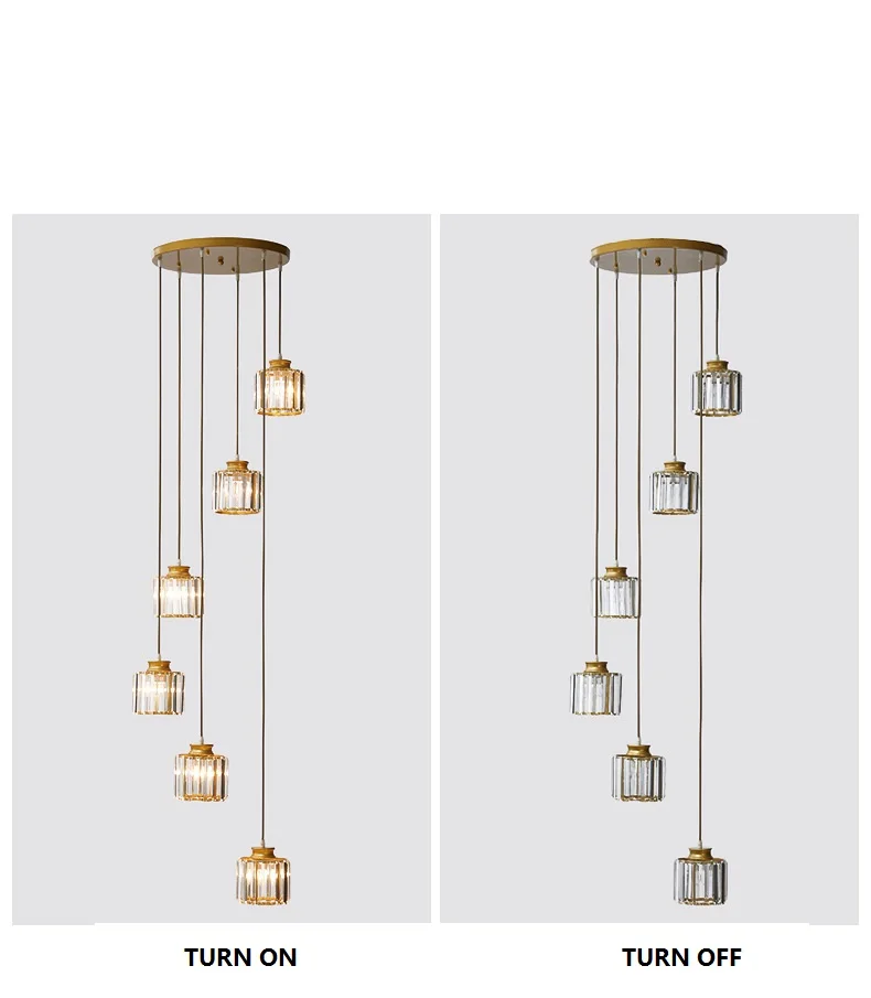 New Arrival Staircase Chandelier  Nordic lamps Modern Crystal Pendant Lamp