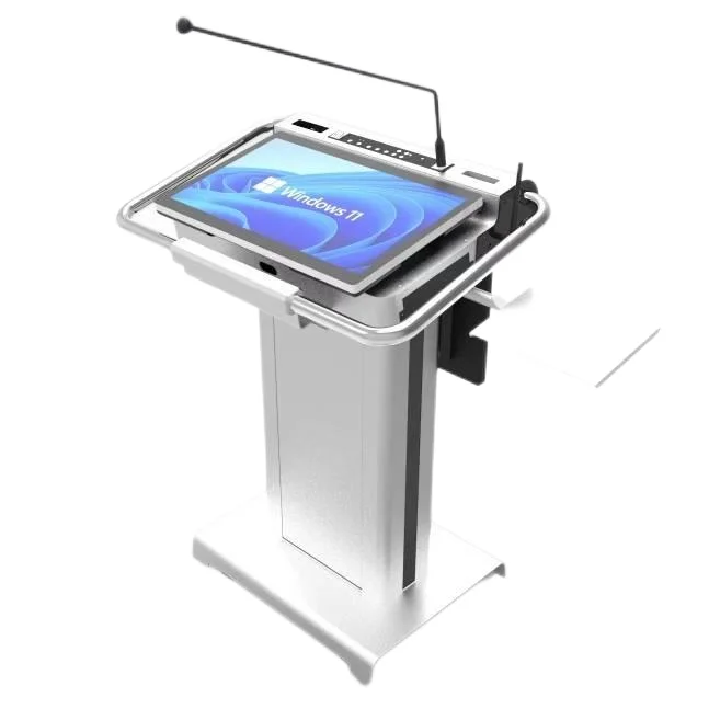 Aluminum body modern pulpit/electric height adjustable Lectern 27inch LCD screen steel high-end conference Podium