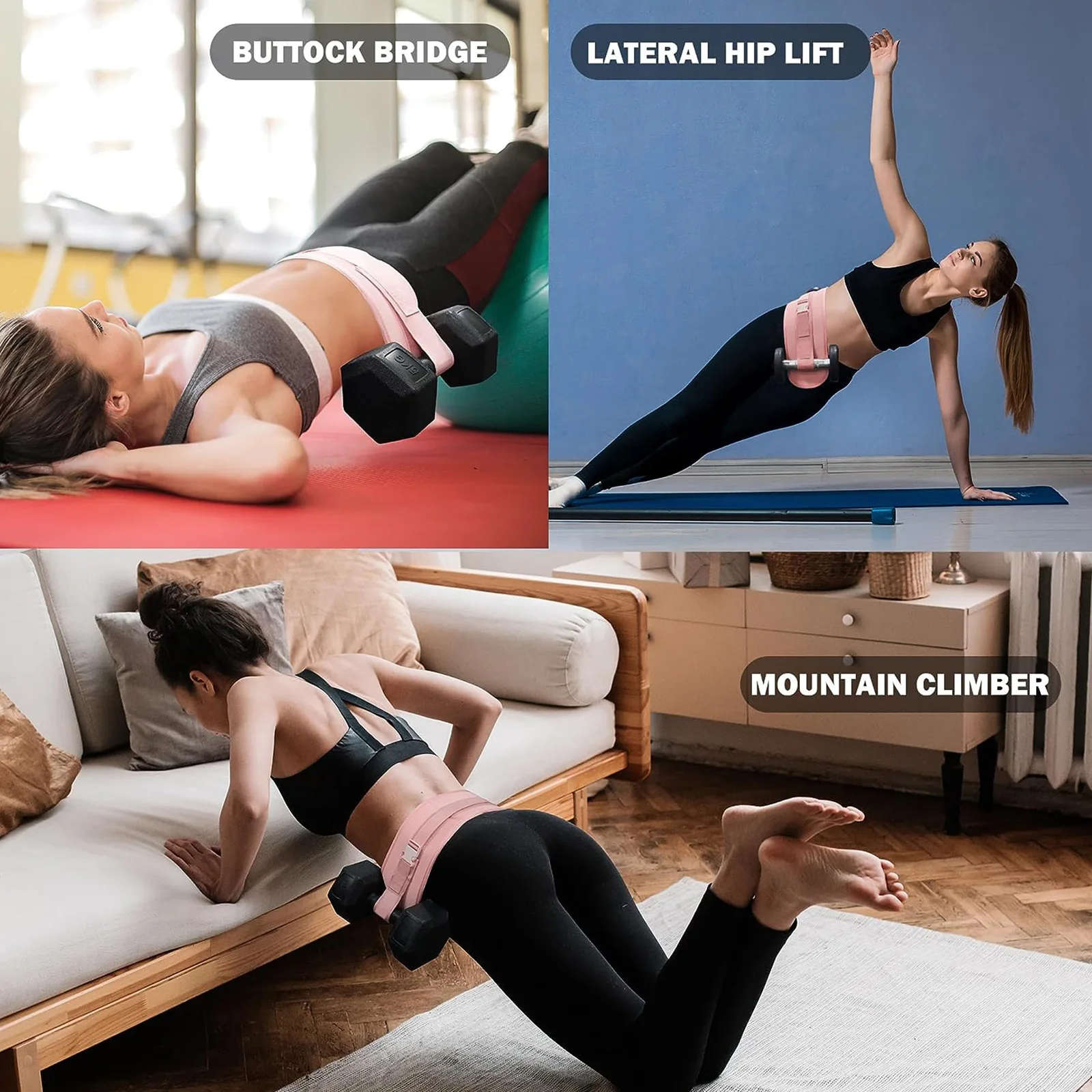 Fitness Widen Adjustable Non-slip Padded Waist Hip Thrust Pads Resistance Band Hip Thrust Belt for Dumbbells