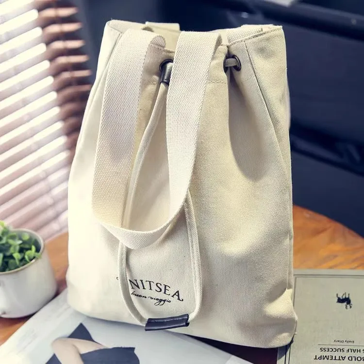 Eco Friendly Custom Logo Printed Fashion Shoulder backpack New Design Tote Bag Cotton Drawstring Shopping Canvas Tote Bag