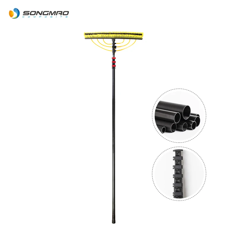 High strength 30ft 40ft 45ft carbon fibre telescopic window cleaning pole water fed pole with brush adapter