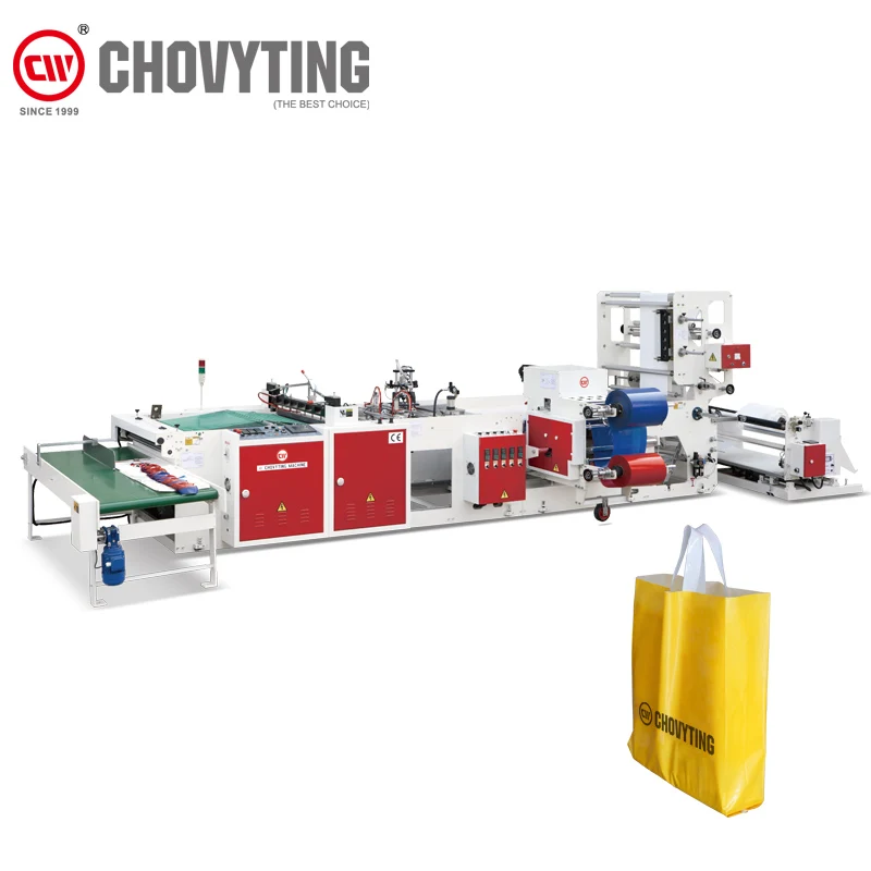 
bio plastic shopping die cut bag making machine high speech automatic biodegradable patch loop handle carry bag make machine 