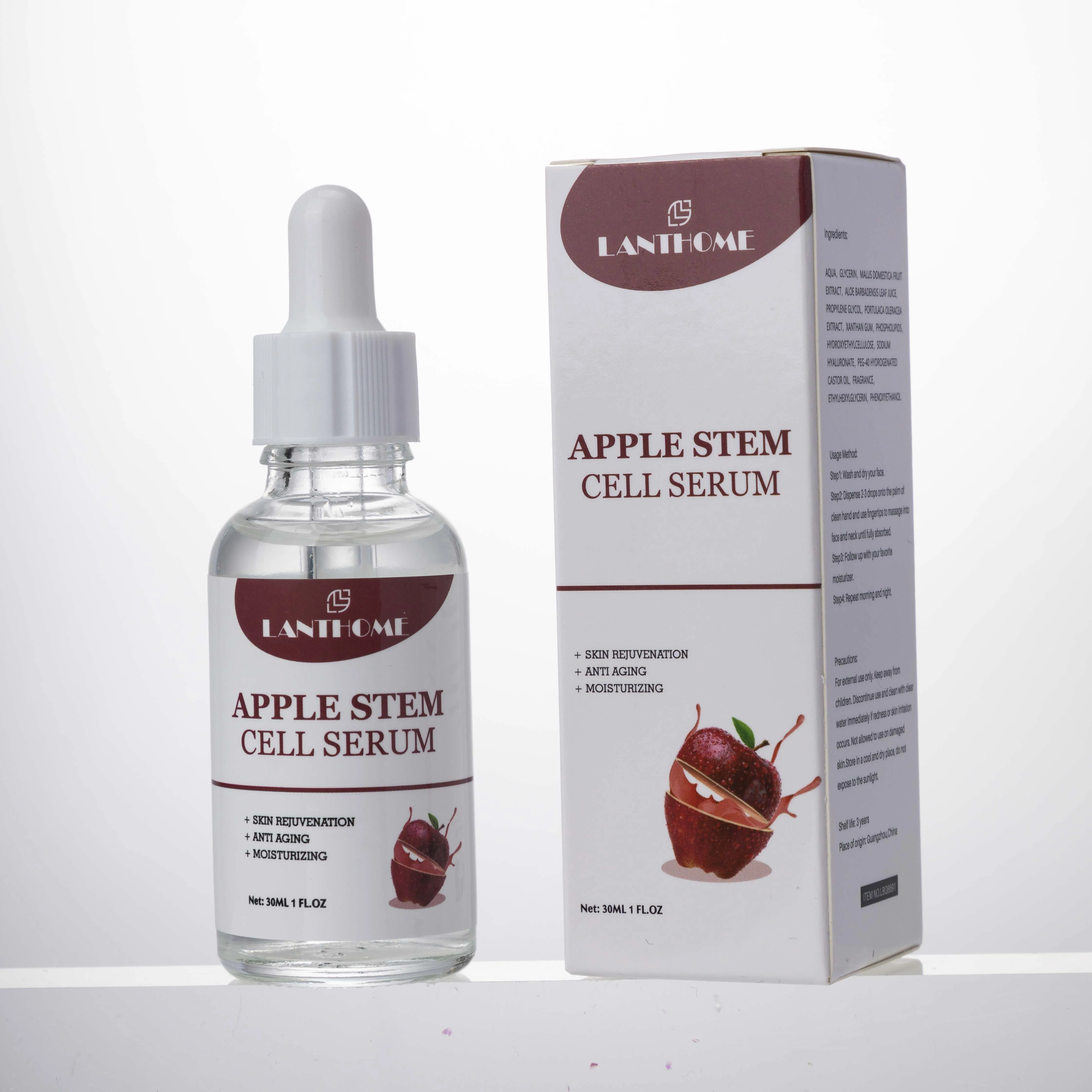 Lanthome wholesale beat natural anti aging anti age hydrating face serums organic apple stem cell serum for anti wrinkle