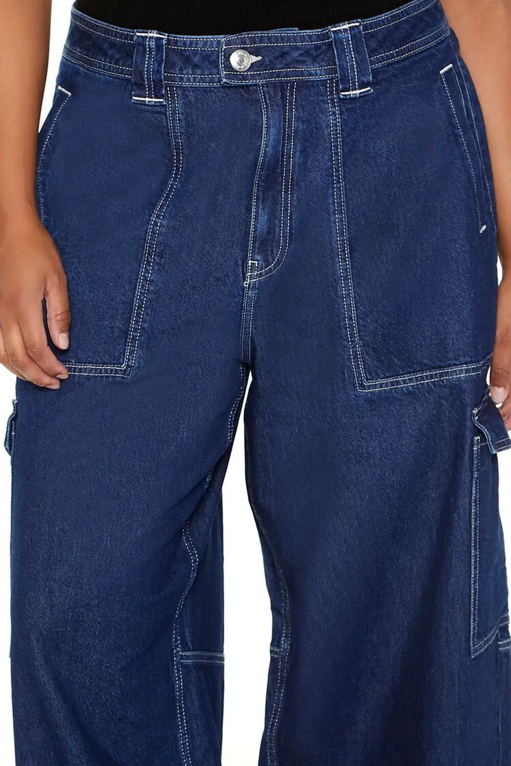 Plus Size Wide-Leg Cargo Jeans for Women - High Waist  Oversized Pants with Pockets Casual Loose-Fit Denim for All Body Types