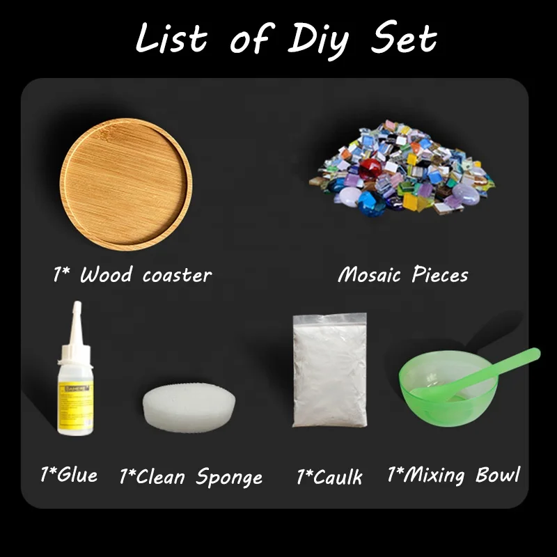 Glass Mosaic Tiling Beer Coasters Mosaic Tile Glass DIY Mosaic Coaster Handmade Material for Child DIY Make Your Own Coasters