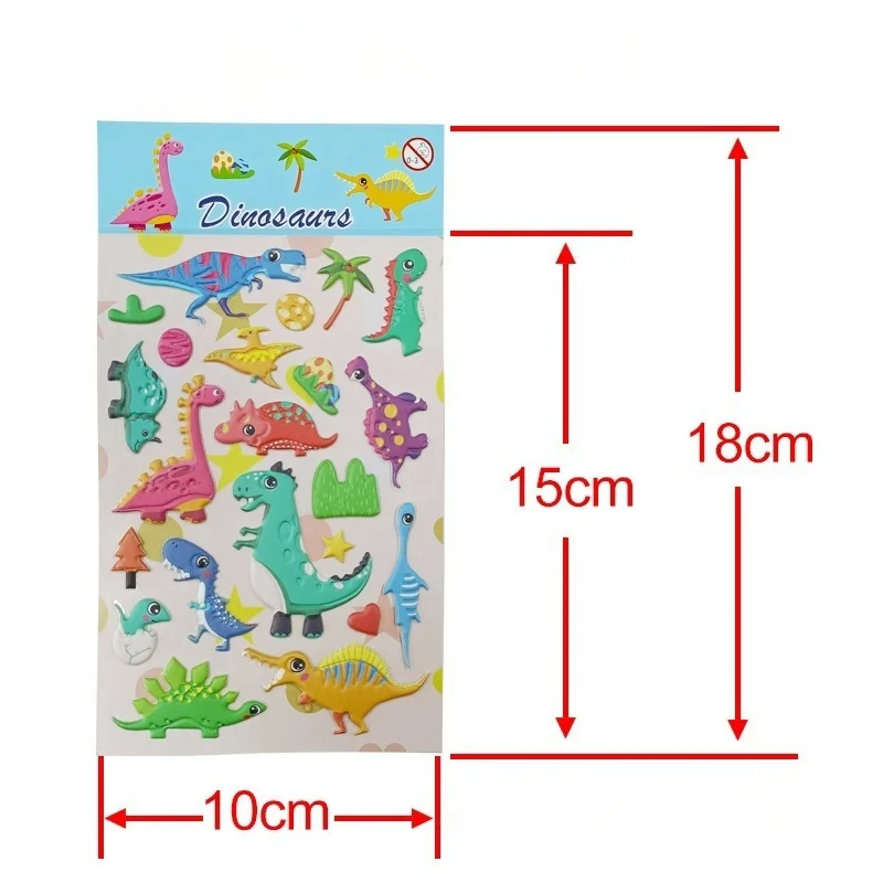 Wholesale Cartoon Animal 3D Puffy Sticker Kawaii  Dinosaur Decorative Bubble Decals For Phone Laptop Cup
