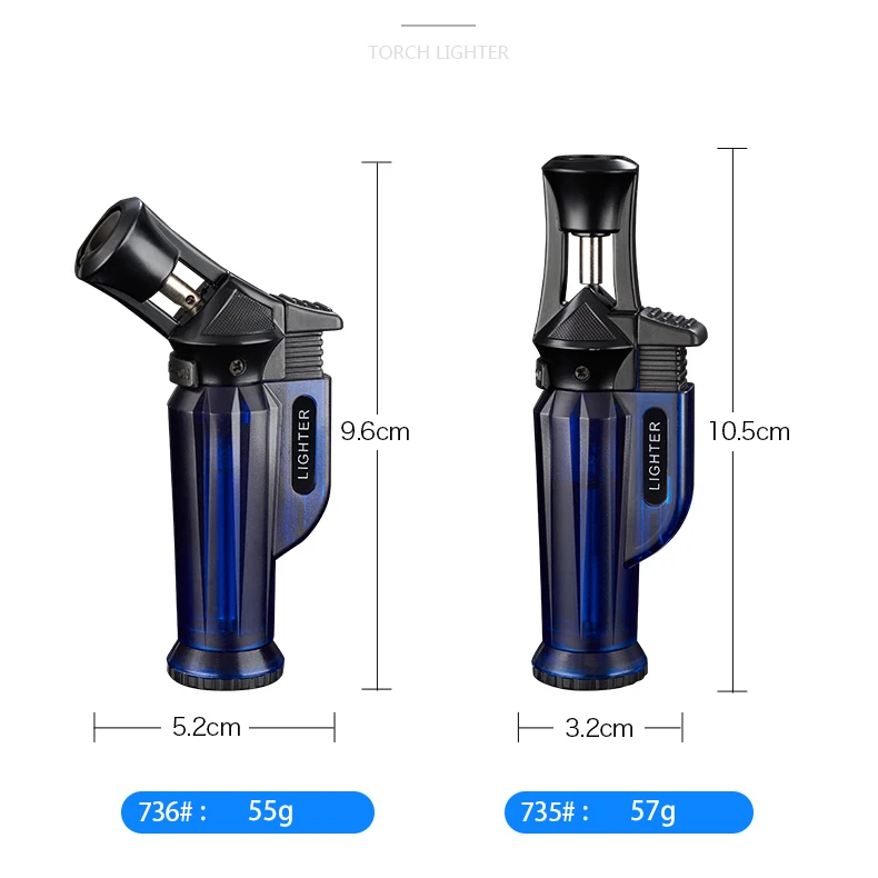 Ready to ship wholesale jet flame torch lighters with lock transparent tank custom logo wind proof cigar lighter