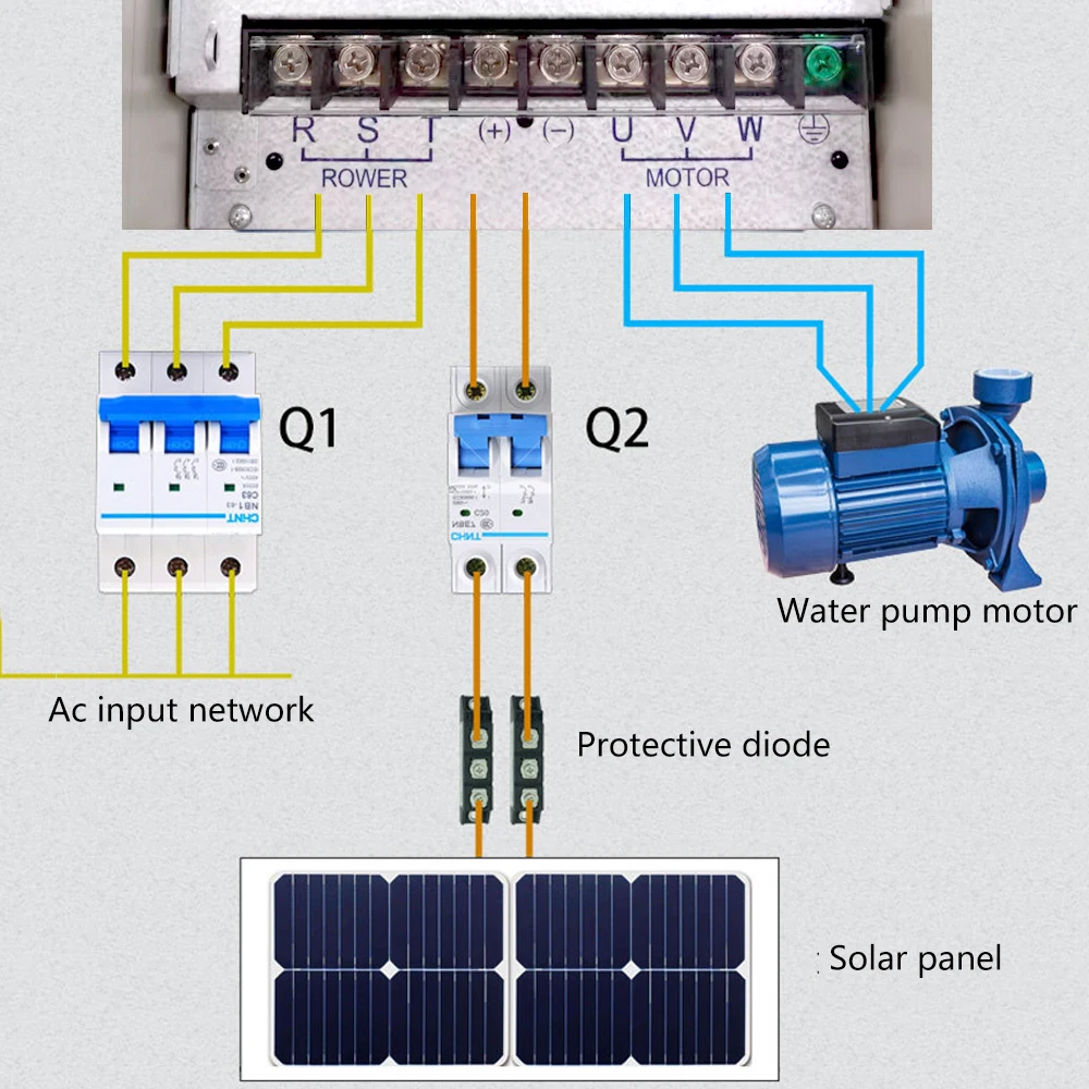 7.5KW постоянного напряжения в переменное 3-фазное 380V 220V MPPT контроллер Солнечный инвертор насоса для погружных и