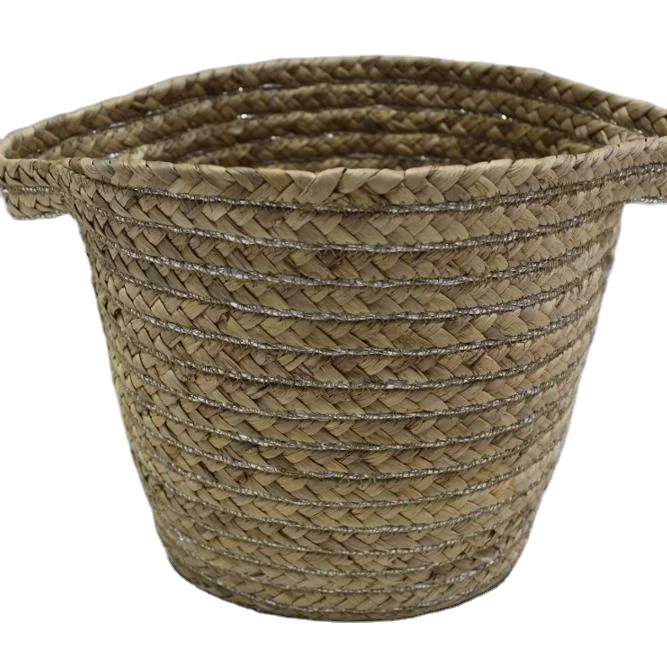 Новый дизайн, модная недорогая Высококачественная прочная корзина из соломы, корзина из натуральной соломы для хранения одежды, корзина для всякой всячины