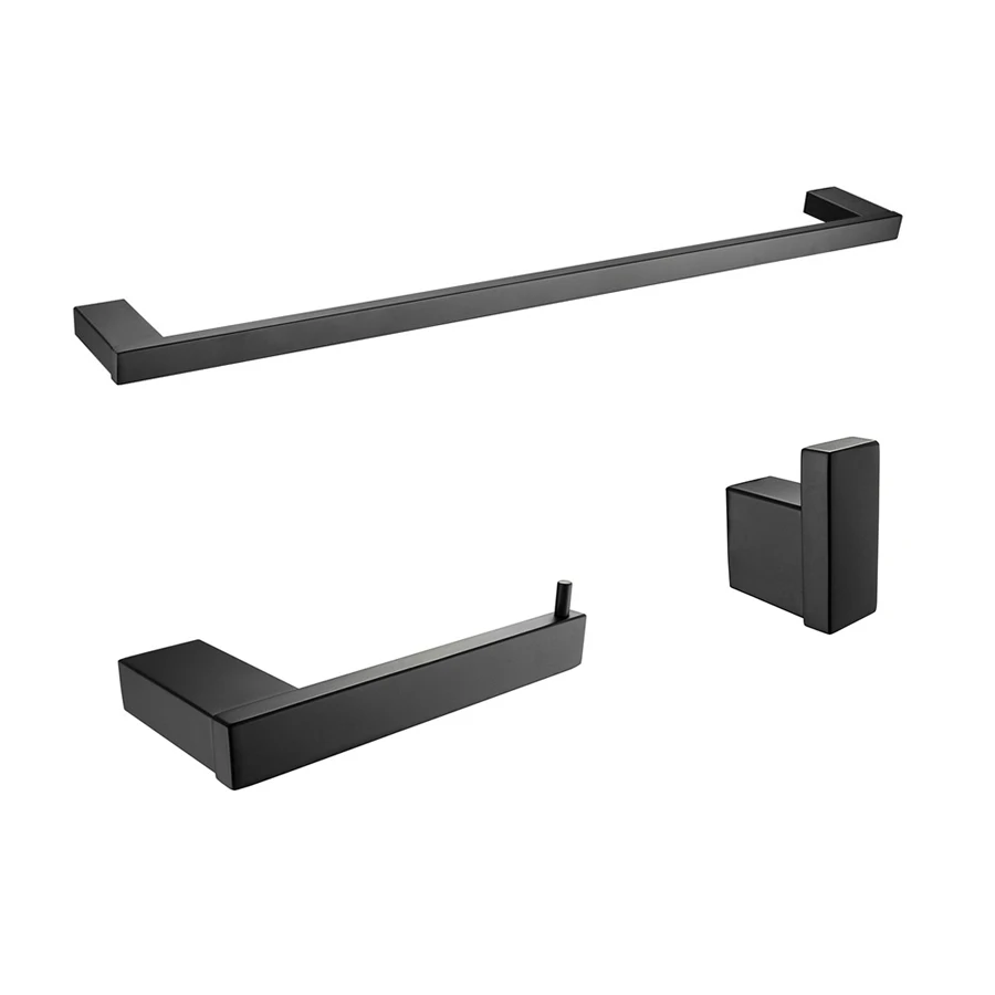 Whole Bathroom Accessory Set, Stainless Steel Black Wall Mount Square 11-Piece Bath Collection Set