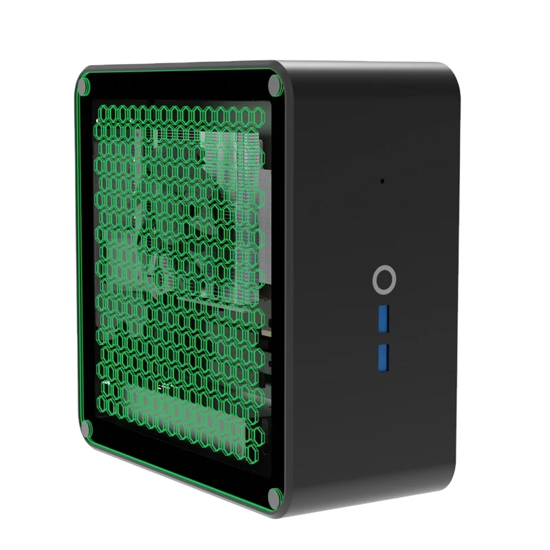 Aluminum itx Case mini itx motherboard side through case plus independent graphics card game 23*23*11cm 1U power supply