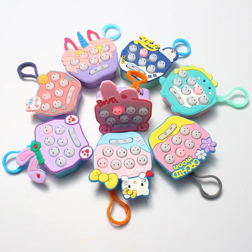 Customizable LOGO Mini Handheld Cartoon Pattern Whack-a-mole Electronic Toy Small Key Chain