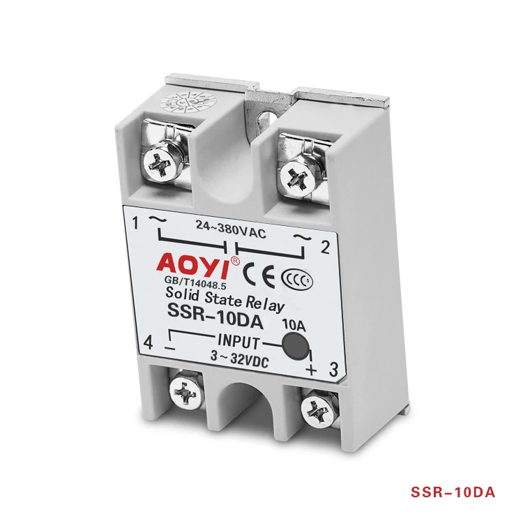 Aoyi SSR Series Single Phase Solid State Relay SSR-10DA with LED