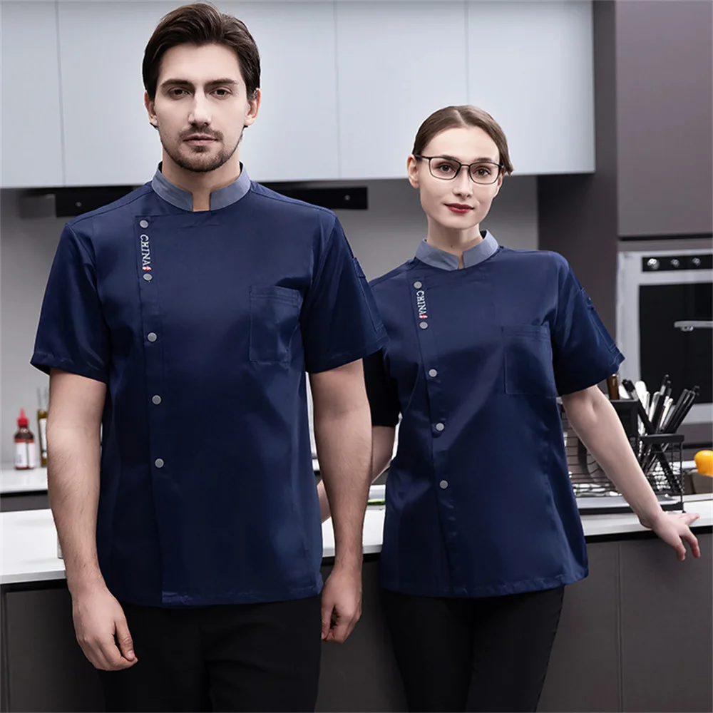 Simple design custom hotel kitchen cotton polyester chef jackets restaurant chinese chef uniforms women