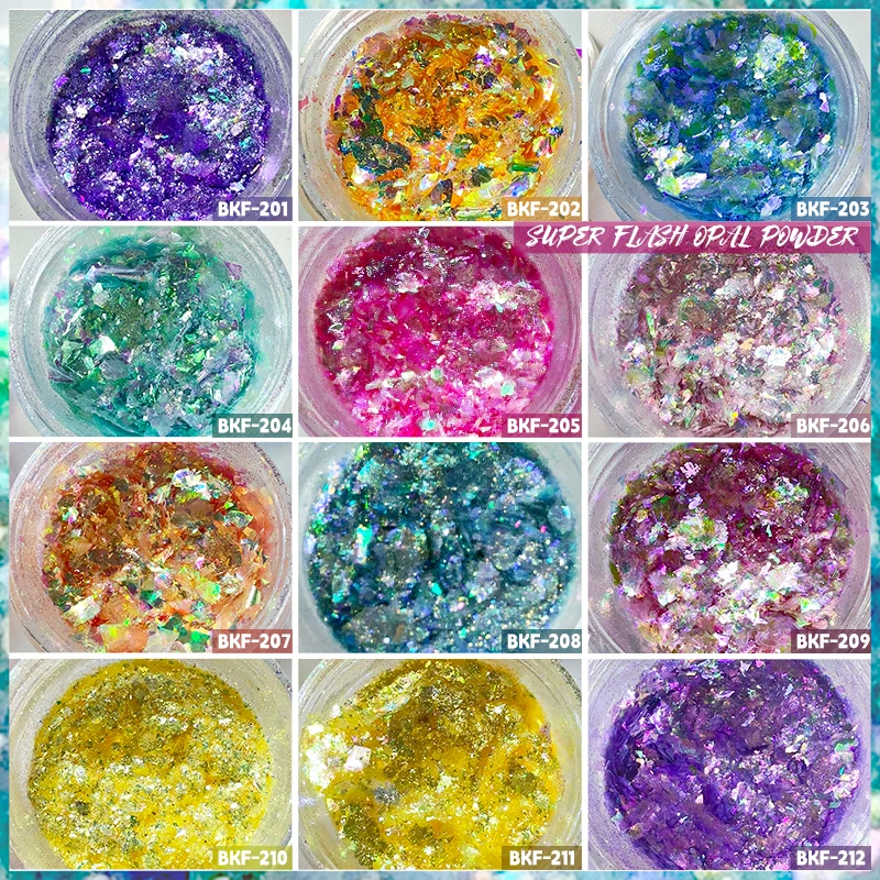 BOKO  Hot Selling Magic Color Shifting Chunky Flakes Nail Art Aurora Chameleon Pigment Flakes