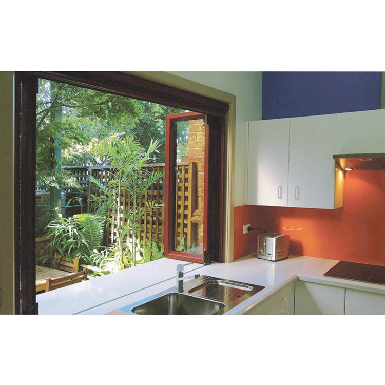Windproof Horizontal Aluminum Glass Folding Door Window for Kitchen