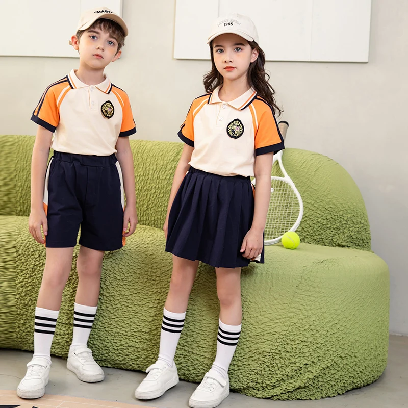 Breathable Clothes For Kindergarten School Polo Shirt SKirts Shorts Fashion Kindergarten Uniform