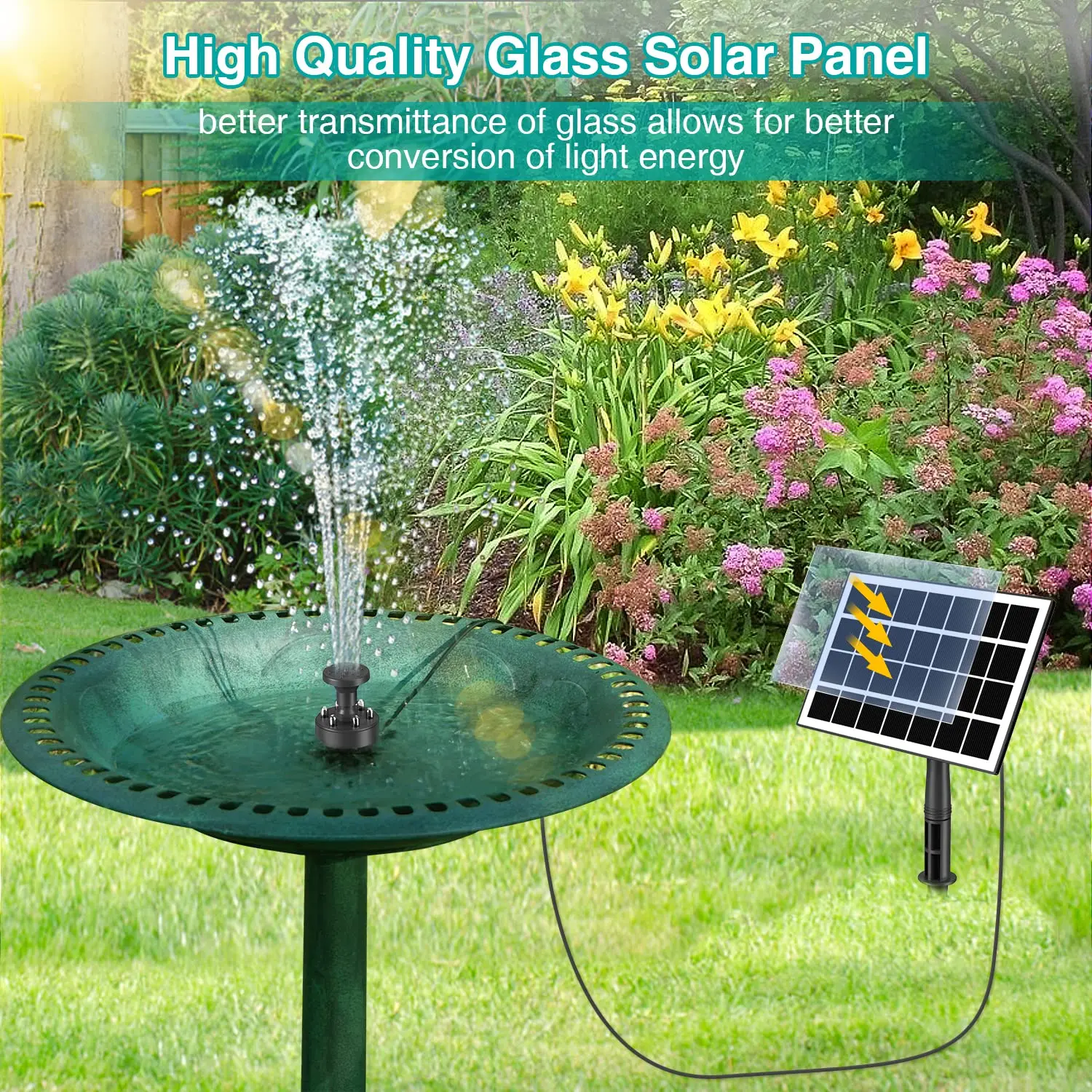 Home Decor Water Ornaments Solar Powered Colorful Fountain 7v 3.5w Floating Solar Water Fountain