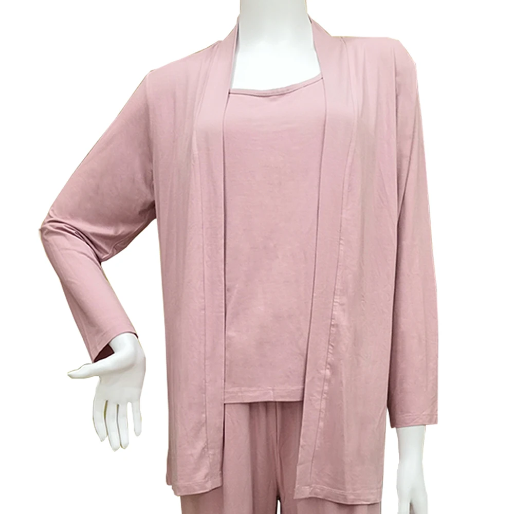 WCH003 pink new ladies bamboo pajamas casual dressing women sleepwear nightgown