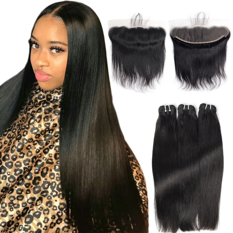 True length 16 inch virgin brazilian super double drawn hair, mink straight human hair with closure